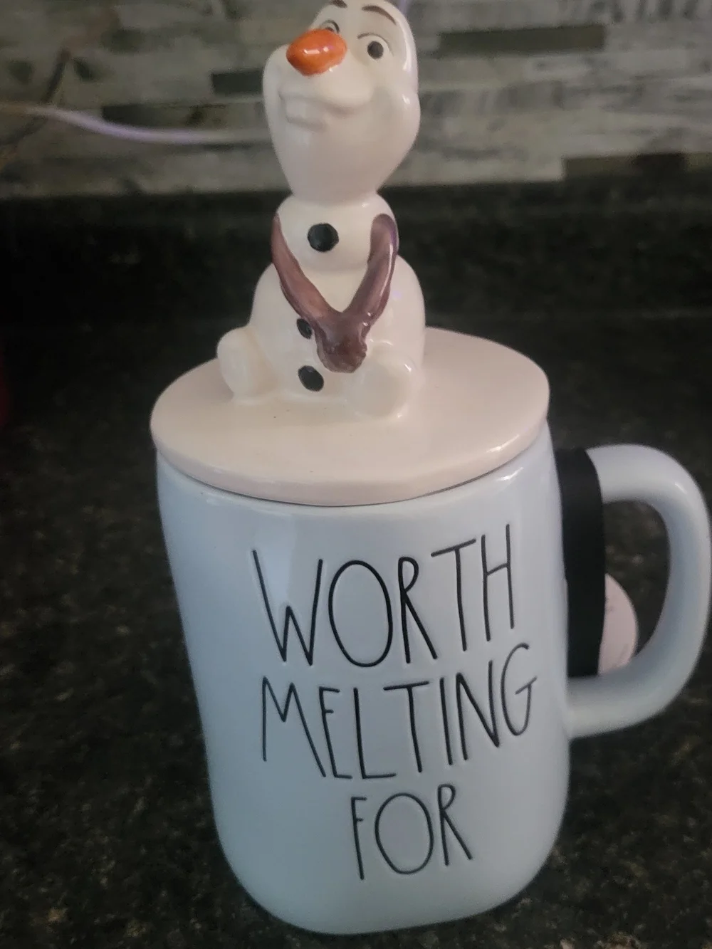 Rae Dunn 'Worth Melting For' Mug with Olaf Topper